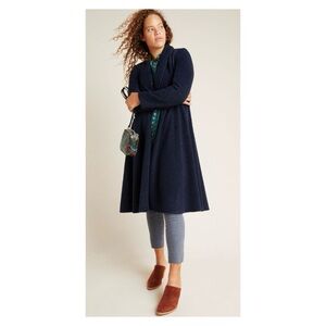 NWT Anthropologie Cassia Sueded Sherpa Coat in Navy  Size 6